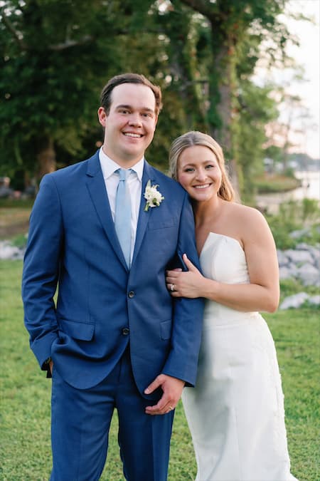 Dr. Rachel Simmons poses with her husband at their recent wedding.